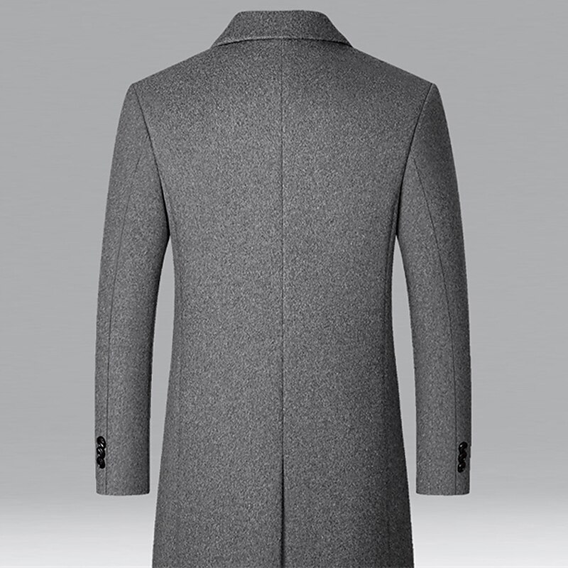 Men's Winter Coat Wool Coat Overcoat Business Daily Wear Winter Wool Thermal Warm Outdoor Outerwear Clothing Apparel Fashion Warm Ups Solid Colored Pocket Lapel Single Breasted Two-button 8