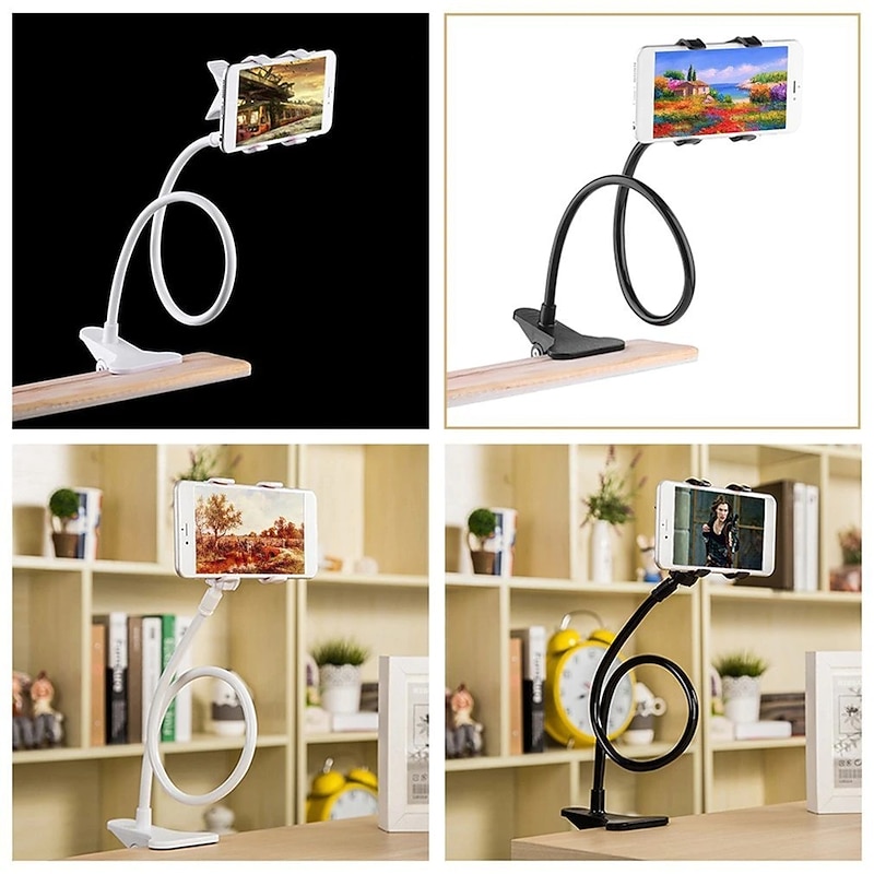 Universal Phone Holder Bed Gooseneck Mount - Cell Phone Clamp Clip for Desk, Flexible Lazy Long Arm Headboard Bedside, Overhead Mount Stand, Compatible with iPhone Samsung Galaxy Phones3