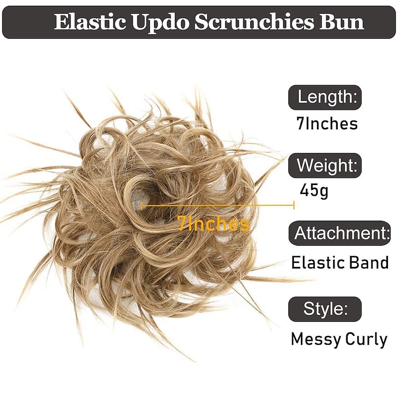 Tousled Updo Messy Bun Hairpiece Hair Extension Ponytail with Elastic Rubber Band Updo Ponytail Hairpiece Synthetic Hair Extensions Scrunchies Ponytail Hairpieces for Women(Tousled Updo Bun2