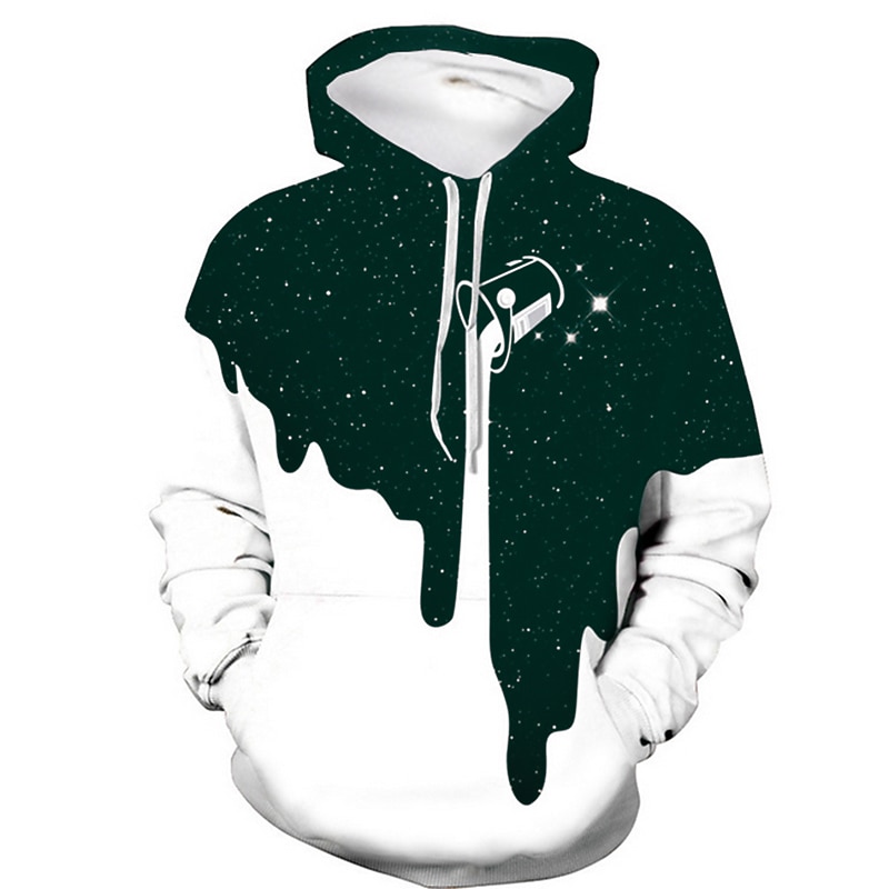 Men's Graphic Color Block Starry Sky Milk Cup Hoodie Hoodies Sweatshirt Casual Hooded Daily Black Yellow Designer4