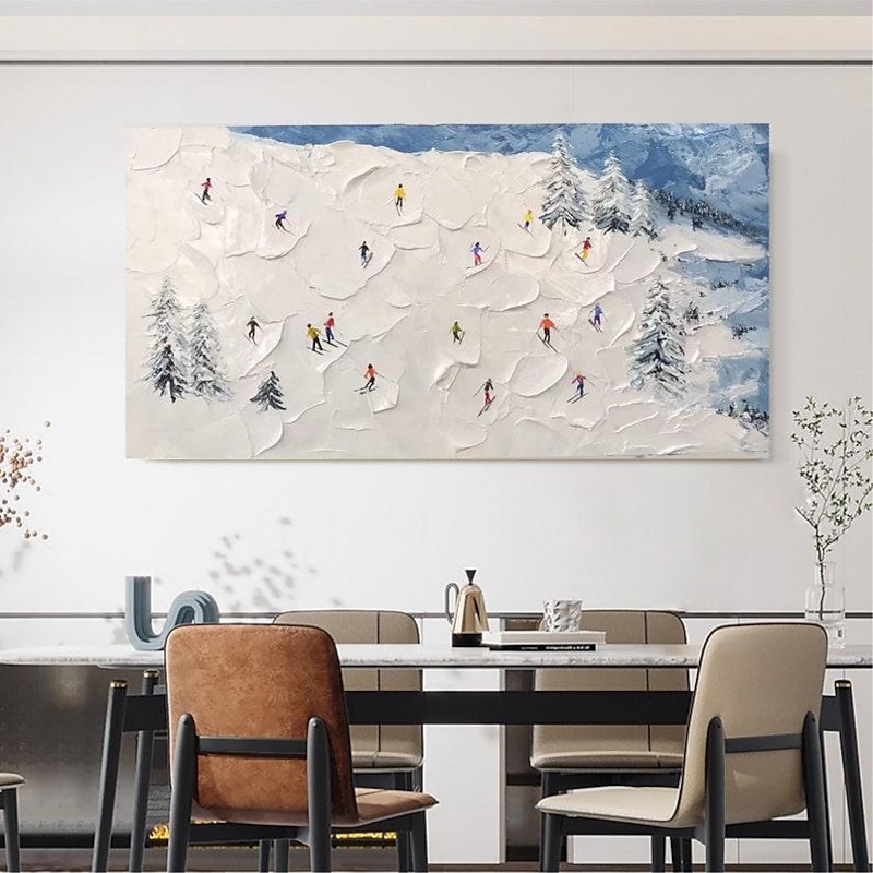 Mintura Handmade Ski Resort Scenery Oil Paintings On Canvas Wall Art Decoration Modern Abstract Picture For Home Decor Rolled Frameless Unstretched Painting4