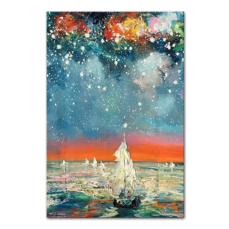 Mintura Handmade Stars Landscape Oil Paintings On Canvas Wall Art Decoration Modern Abstract Picture For Home Decor Rolled Frameless Unstretched Painting 5