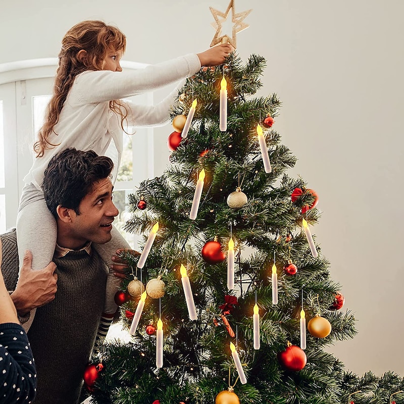 6/12PCS Flameless Candles  LED Candles Lights 6.5in 16.5CM White Flameless LED Taper Candles Battery Operated Hanging Taper Candles Candlesicks for Party Church Halloween Christmas Decor4