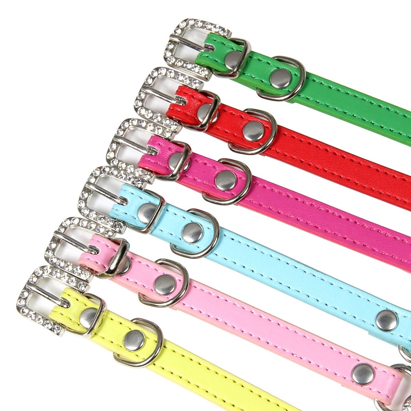 Cute Cat Traction Rope Crystal Diamond Bone Pet Collar Tide Brand Pu Cat Belt Dog Collar2