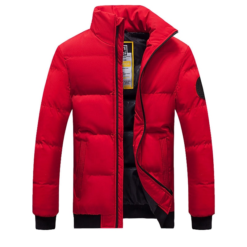 Men's Winter Coat Winter Jacket Puffer Jacket Quilted Jacket Pocket Zipper Pocket Going out Casual Daily Hiking Windproof Warm Winter Pure Color Black Red Green Gray Puffer Jacket3