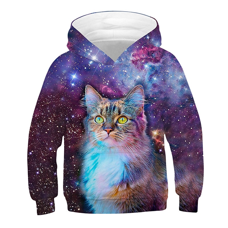 Kids Girls' Hoodie Animal Casual Long Sleeve Pocket Cool 7-13 Years Fall Multicolor Black Pink2