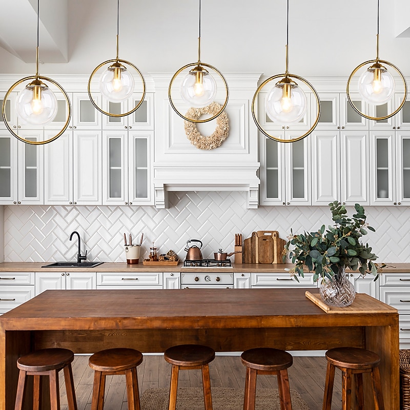 25 cm Single Design Pendant Light LED Globe Circle Metal Electroplated Island Lights Nordic Style Shops / Cafes Dining Room Bedroom Living Room Lights Gift for Family Friends 1100-240V3