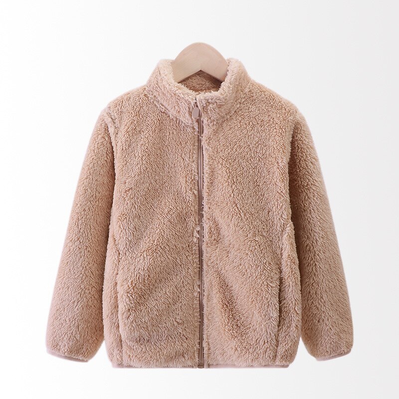 Kids Boys' Fleece Jacket Outerwear Solid Color Long Sleeve Coat Outdoor Cotton Fashion Daily Creamy-white Aberdeen blue Dark Pink Fall Winter 7-13 Years