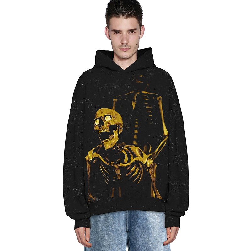 Punk Gothic Skeleton Skull Hoodie Skull Front Pocket Graphic For Couple's Men's Women's Adults' Masquerade 3D Print Casual Daily3