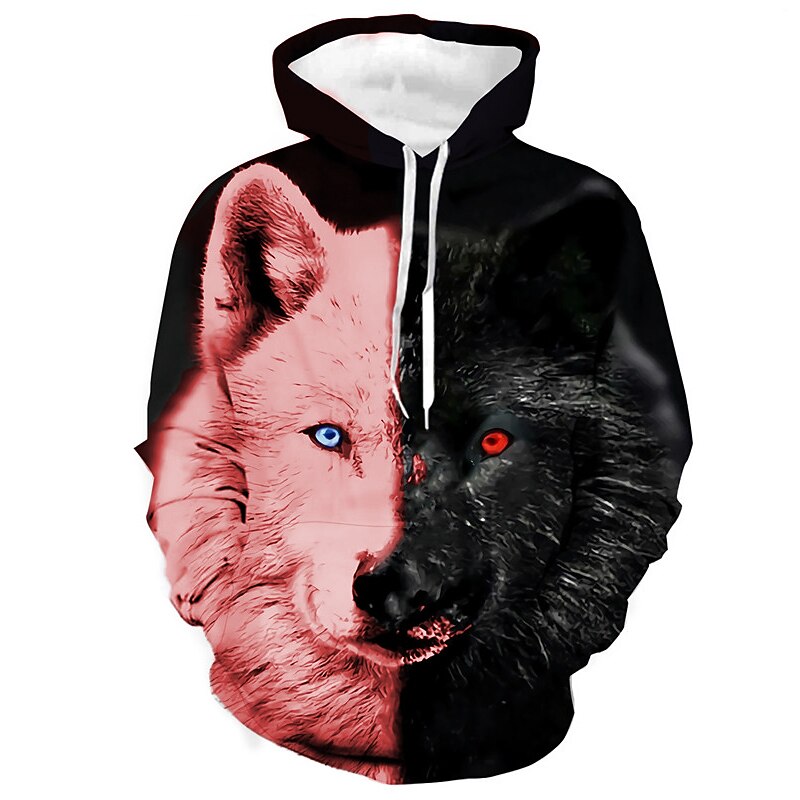 Men's Animal Color Block Wolf Graphic Prints Hoodie Hoodies Sweatshirt Designer Casual Long Sleeve Hooded Daily Sports 1 2 Print Spring &  Fall Designer4