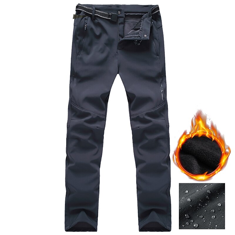 Men's Waterproof Hiking Pants Fleece Lined Pants Softshell Pants Winter Outdoor Thermal Warm Fleece Lining Waterproof Windproof Pants / Trousers Bottoms Black Army Green Fleece Hunting Ski3