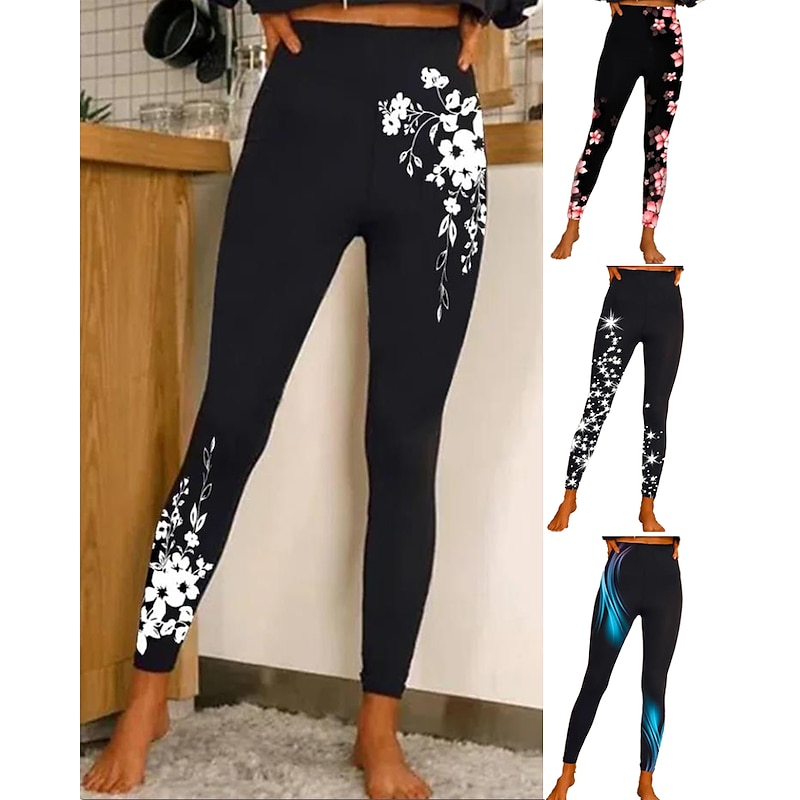 Women's Yoga Leggings Butt Lift Tummy Control High Waist Pilates Gym Workout Running Tights Leggings Floral 1# 2# 8# Spandex Fall Sports Activewear Stretchy Skinny3