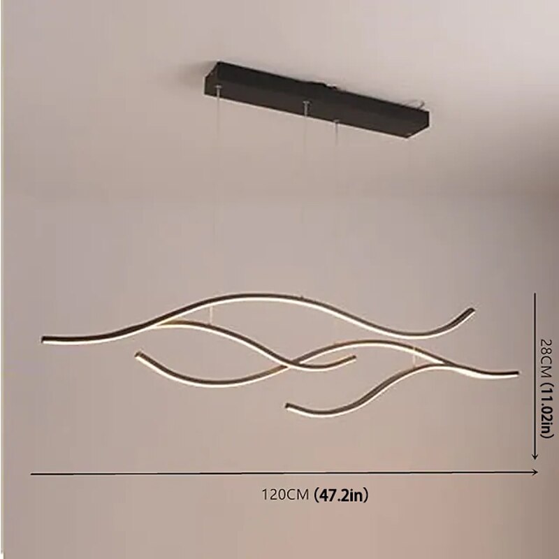 100/120 cm LED Pendant Light Wave Design Line Design Black Gold  Metal Artistic Style Modern Style  Office, Shops Stylish Painted Finishes Artistic LED 110-120V 220-240V2