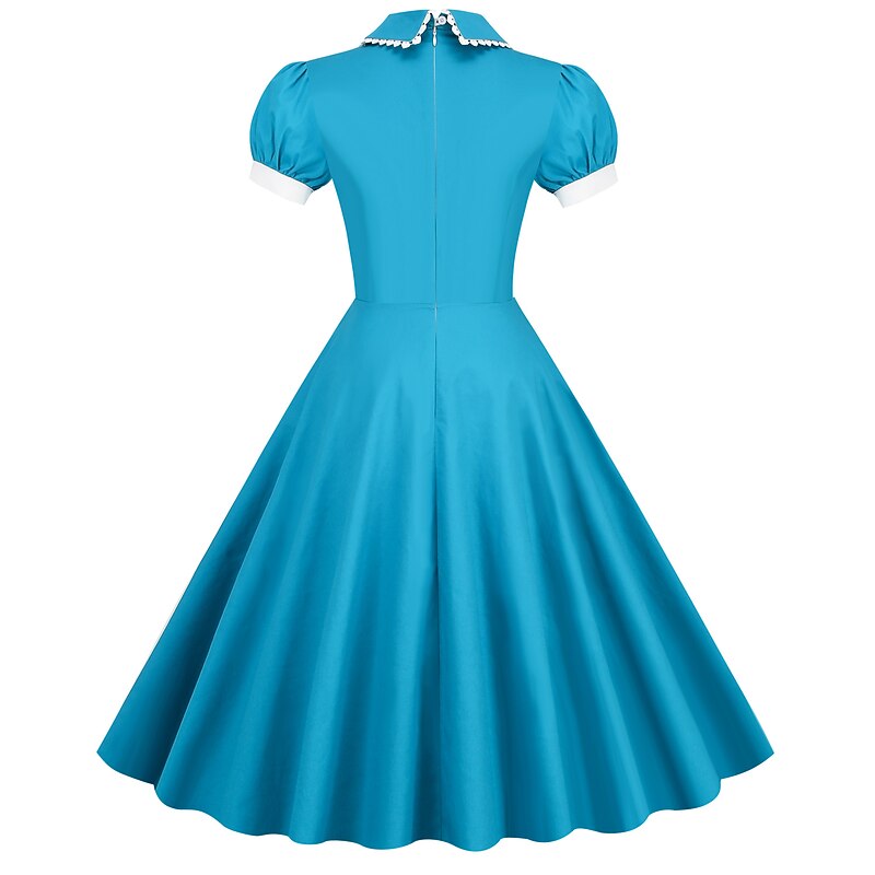 Polka Dots Retro Vintage 1950s Vacation Dress Flare Dress Women's Costume Vintage Cosplay Daily Wear Short Sleeve Dress Carnival4