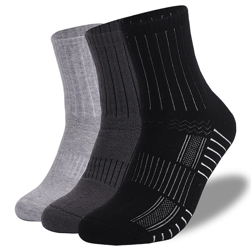 Men's Women's Hiking Socks Ski Socks Sports Socks Sports Socks Windproof Warm Breathable Quick Dry Winter Outdoor Solid Color Merino Wool Black Light Grey Gray for Hunting Ski / Snowboard Fishing