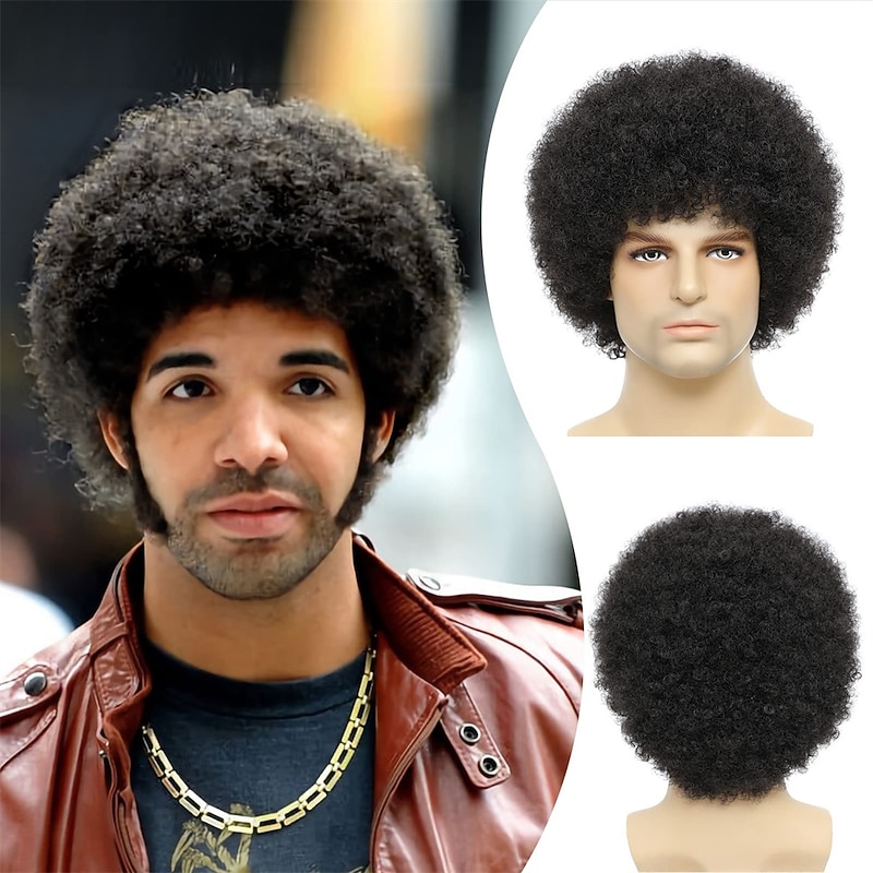 Afro Wig Men70's Costumes for Men Heat Resistant Synthetic Disco Wig Halloween Wigs