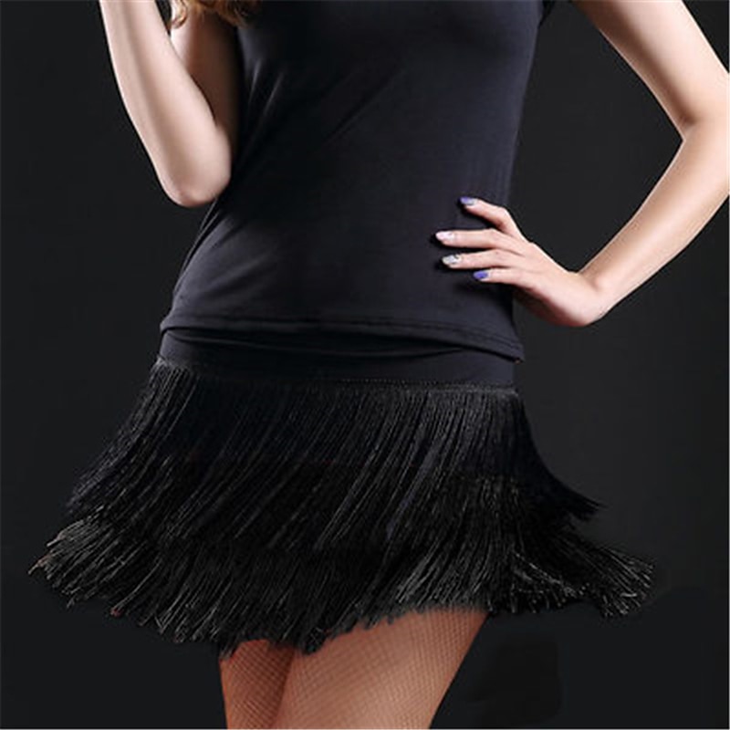 Latin Dance Skirts Fringed Tassel Splicing Women's Performance Training High Polyester2