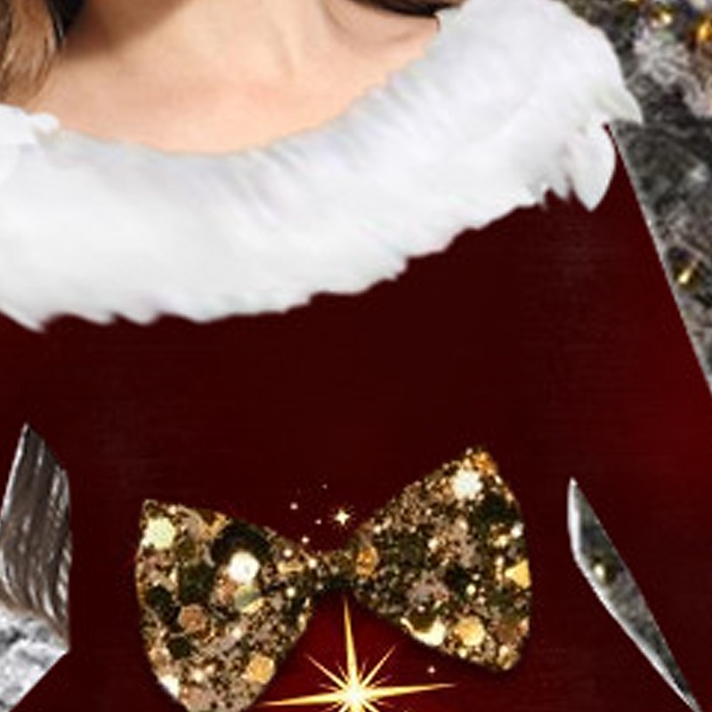 Kids Girls' Christmas Dress Dress Tree Long Sleeve Christmas Gifts Casual Fur Trim Crewneck Adorable Daily Polyester Above Knee Casual Dress Swing Dress A Line Dress Fall Winter 2-13 Years Black Wine4