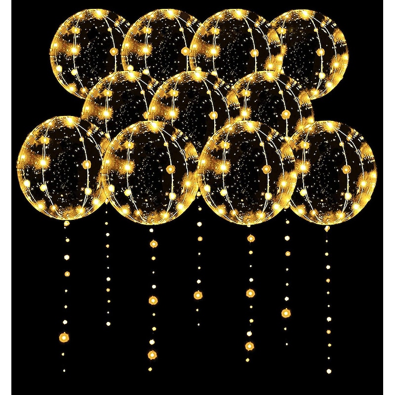Elegant Wedding Reception Party 10PCS LED Balloon Luminous Party 16“ Colorful Balloons Wedding Supplies Dorm Party Decoration Transparent Bubble Decoration Birthday Wedding LED Balloons String Lights3
