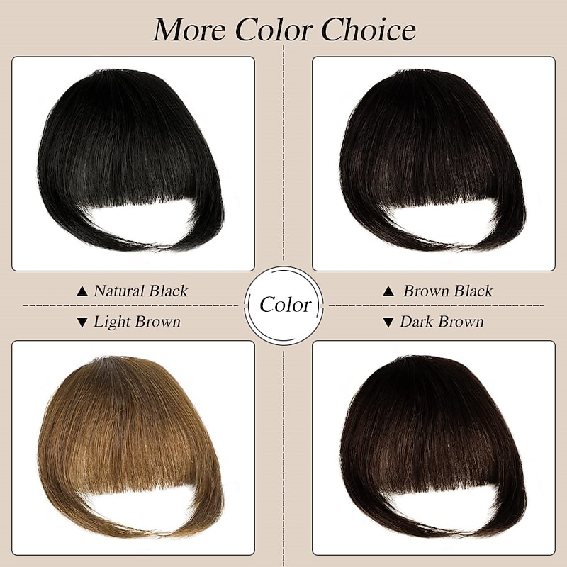 Clip in Bangs for Women 100% Hair Extensions Hairpieces Flat Bangs Clip Curved French Bangs for Daily Wear(Light Brown)2