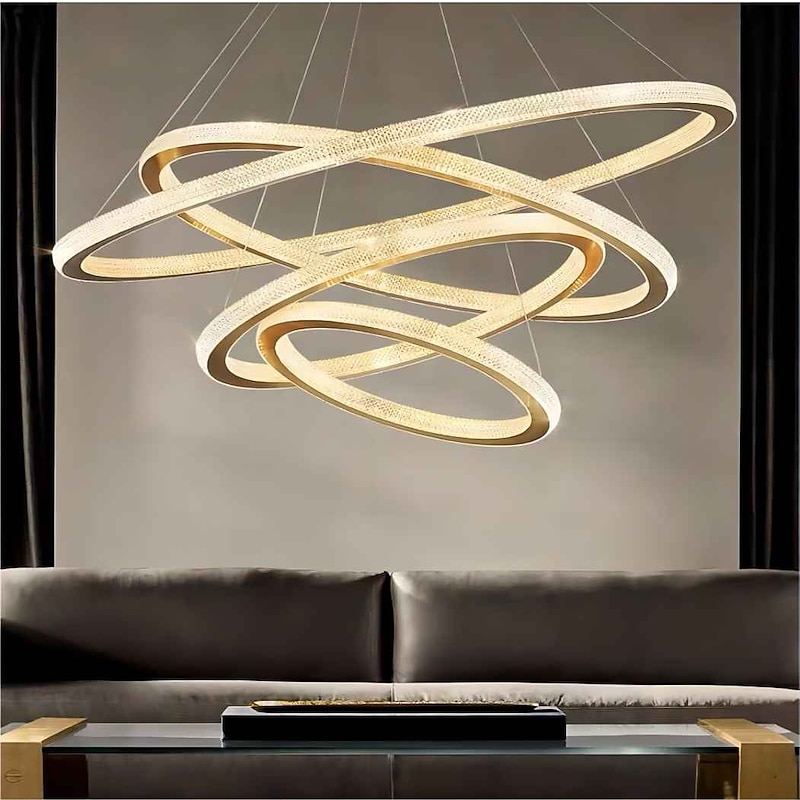 LED Pendant Light Modern 4 Rings Gold 80 cm Modern Nordic Luxury Light Aluminum Electroplated 110-120V 220-240V2