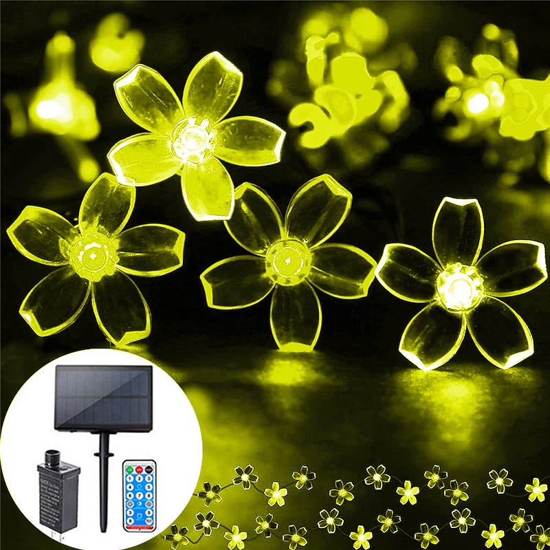 Flower String Lights Outdoor Christmas Decorations Solar and Plug-in 10M to 50M Dual Purpose String Lights Outdoor Waterproof  Cherry Blossoms String Lights  Flowers Creative String Lights Holiday Lights Outdoor Party Holiday Solar EU  Sola US  1set3