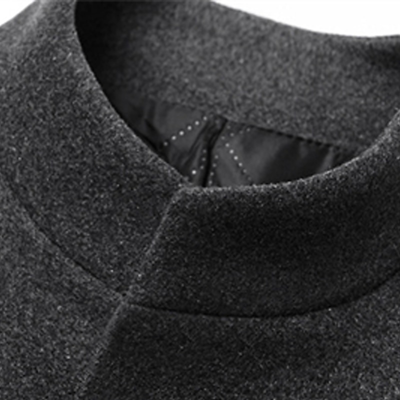 Men's Winter Coat Wool Coat Overcoat Business Daily Wear Fall Winter Wool Thermal Warm Outdoor Outerwear Clothing Apparel Fashion Warm Ups Solid Colored Pocket Standing Collar Single Breasted4