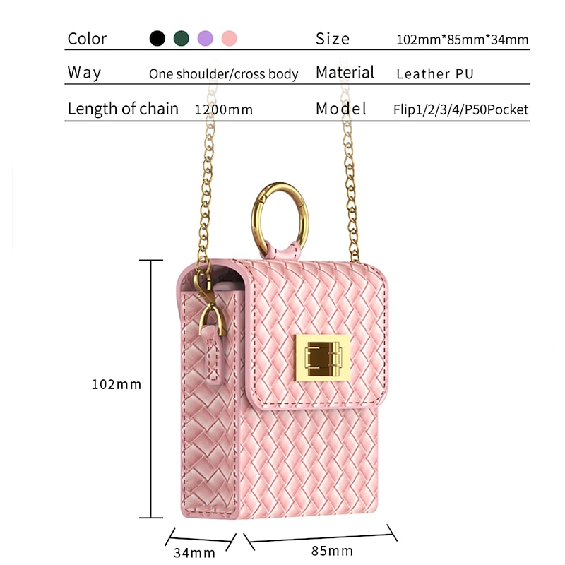 Phone Case For Samsung Galaxy Z Flip 4/3/2 Back Cover Dustproof with Removable Cross Body Strap Shockproof Solid Colored TPU PU Leather（Only Bag）2