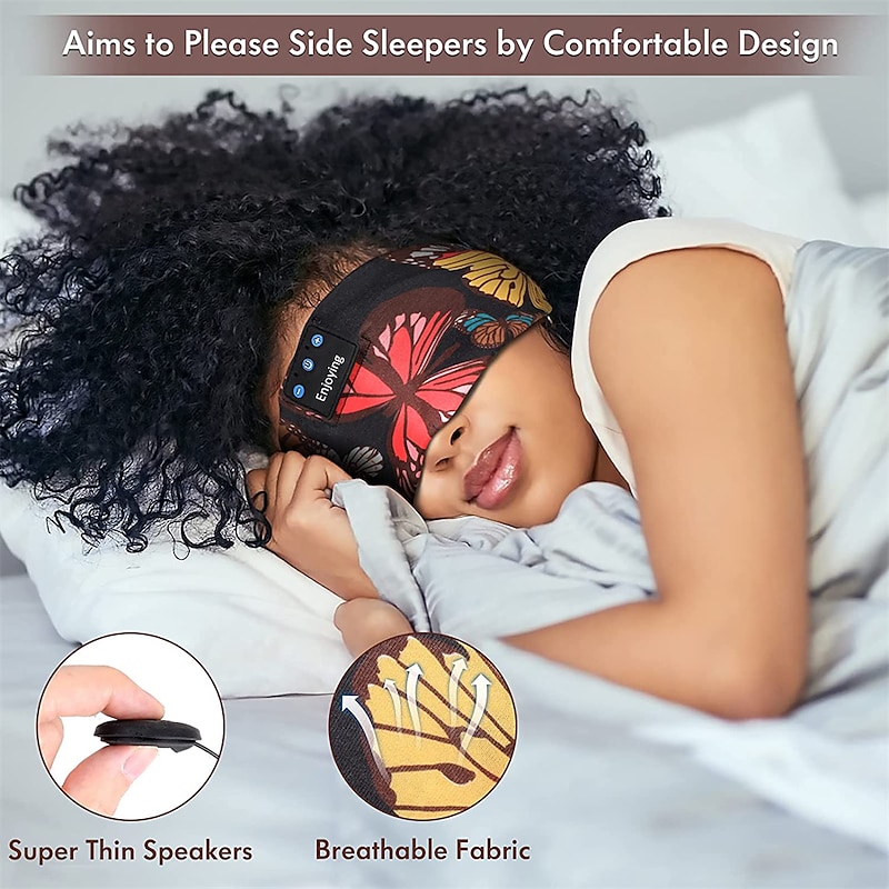 Sleep Mask Bluetooth 5.2 Sleep Headphones Floral Sleeping Headphones Sports Run Music Headband for Side Sleeper Best Gift Travel4