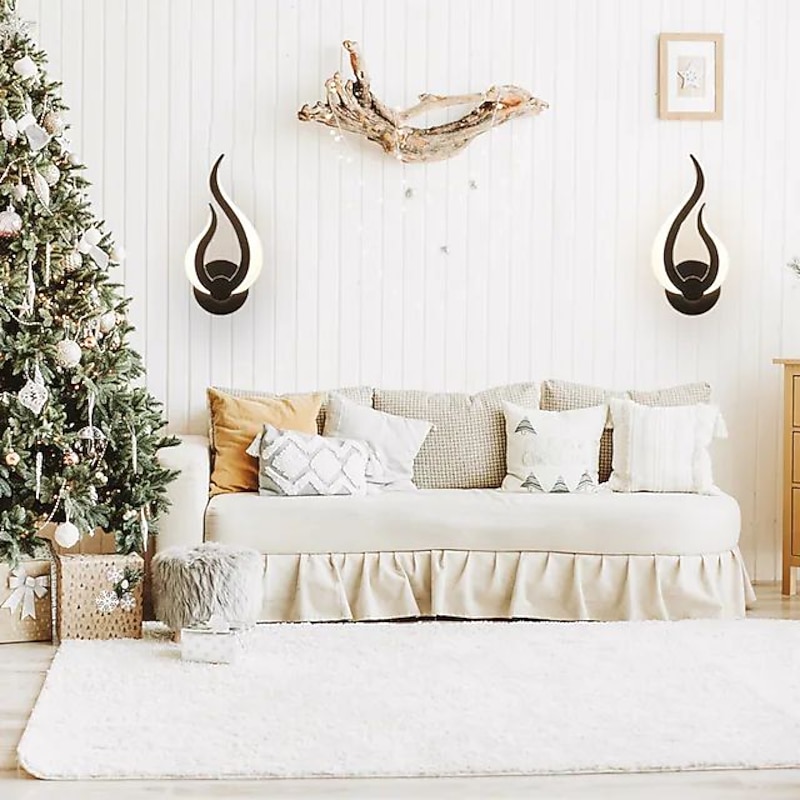 2PCS Modern Acrylic Indoor Wall Light LED Wall Lamp Optional Dimming Two-color Black Wall Mounted Wall Lamp Suitable for Home Office Bar AC85-265V