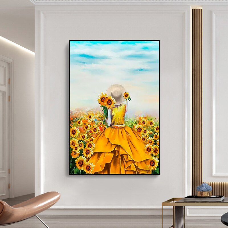 Oil Painting Handmade Hand Painted Wall Art Impression Sunflowers Canvas Painting Home Decoration Decor Stretched Frame Ready to Hang3