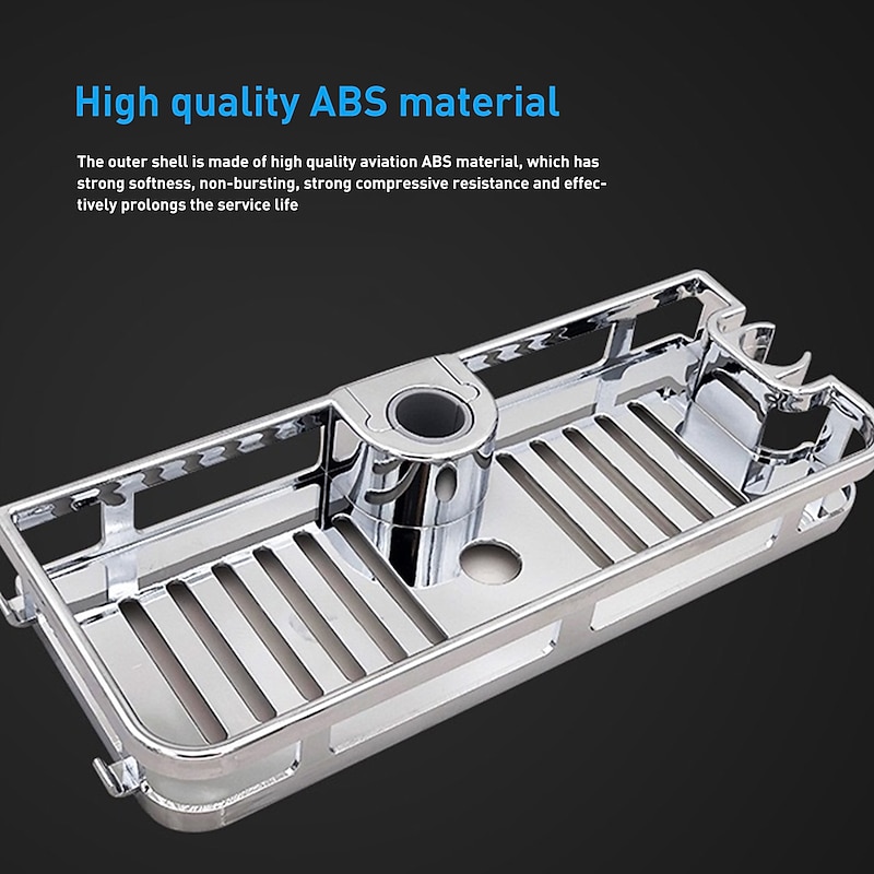 Bathroom Tray Stand Storage Rack Anti Bacteria Organizer Rectangle Lifting Rod No Drilling Shower Shelf Lifting Removable Practical Bathroom Pole Shower Storage Rack3