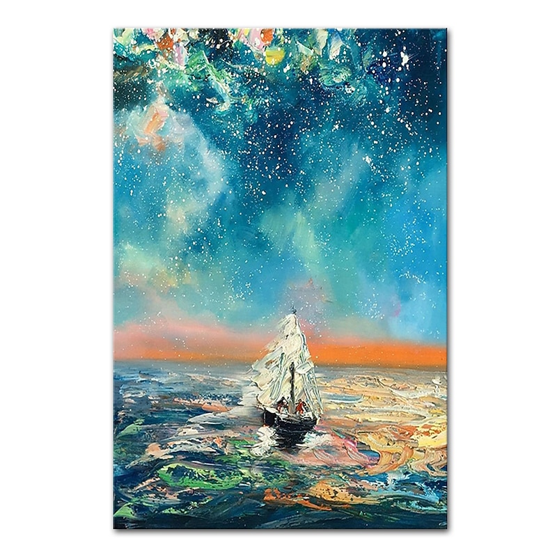 Mintura Handmade Stars Landscape Oil Paintings On Canvas Wall Art Decoration Modern Abstract Picture For Home Decor Rolled Frameless Unstretched Painting 8