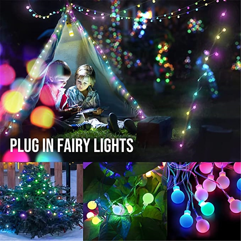 Mini Globe String Lights Christmas Fairy String Lights Plug in 10m 33FT 100LEDs 8 Mode with Remote Control Holiday Lights Party Decor for Indoor Outdoor Wedding Christmas Tree Garden Warm White220-240 V 110-120 V2