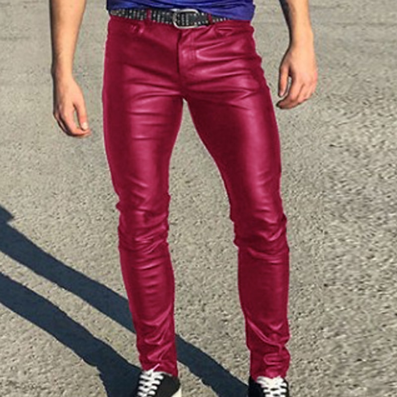 Men's Skinny Trousers Casual Pants Solid Color Comfort Breathable Full Length Daily Going out Streetwear Fashion Stylish Black White Micro-elastic4