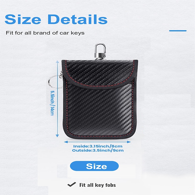 Faraday Bag for Key Fob(2 Pack) Faraday Cage Protector Car RFID Signal Blocking Key Fob Protector Double-Layers of Shielding Carbon Fiber Material Anti-Theft Faraday Pouch3