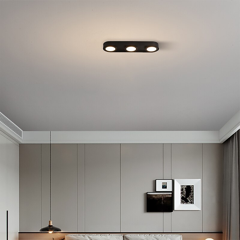 Dimmable Ceiling Lights 24.5cm 3-Light LED Flush Mount Ceiling Light Bar 500lm 5W Simple Lamp for Bedroom Hallway Kitchen Gallery Low Ceilings Areas Black White4