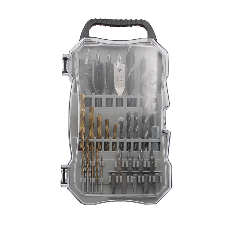 31pc Plastic Box Woodworking Household DIY Drilling Series Set Fried Dough Twist Drill Flat Drill Construction Drill Bit Set3