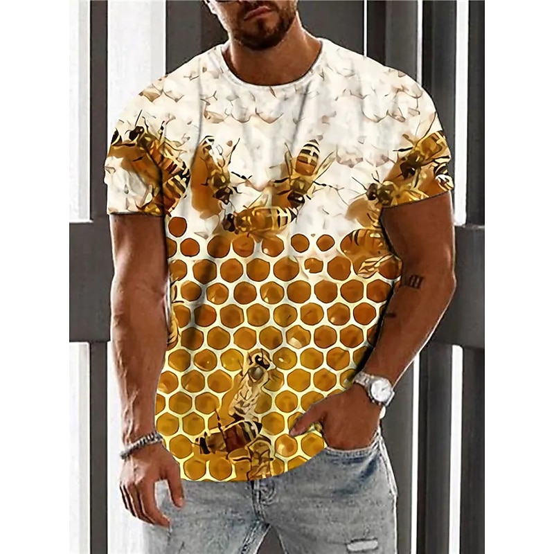 Men's Unisex Bee Graphic Prints Shirt T Shirt Tee Funny T Shirts Short Sleeve T shirt 3D Print Crew Neck Shirt Designer Casual Big and Tall Daily Holiday Yellow Light Brown Orange Summer Clothing4