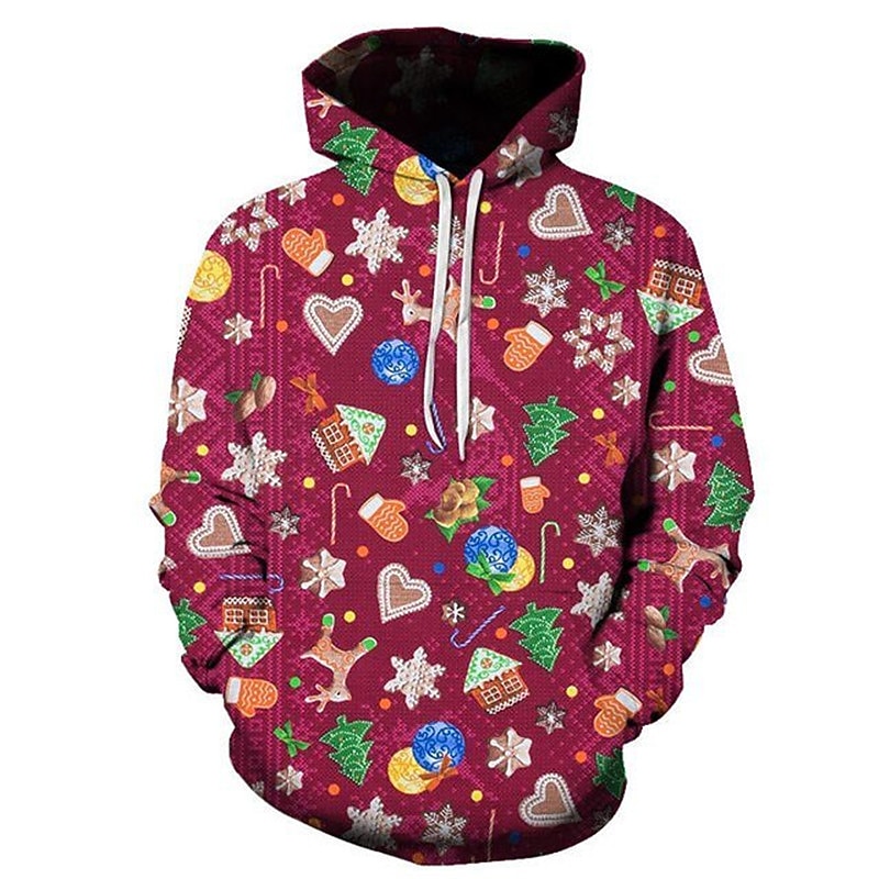 Christmas Men's Santa Claus 3D Hoodies Pullover Green Blue Royal Blue Red White Hooded Santa Claus Graphic Prints Print  Daily Sports 3D Print Basic4