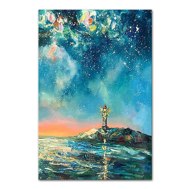Mintura Handmade Stars Landscape Oil Paintings On Canvas Wall Art Decoration Modern Abstract Picture For Home Decor Rolled Frameless Unstretched Painting 10