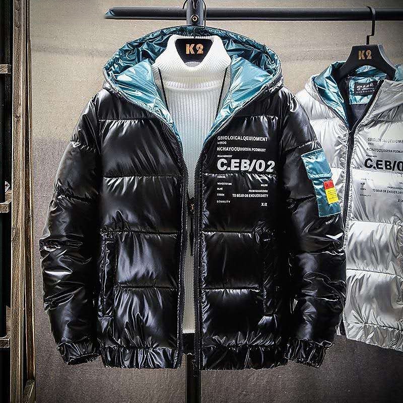 Men's Puffer Jacket Quilted Jacket Padded Cardigan Zipper Pocket Print Vacation Going out Weekend Outdoor Casual / Daily Winter Letter Silver Black Puffer Jacket2