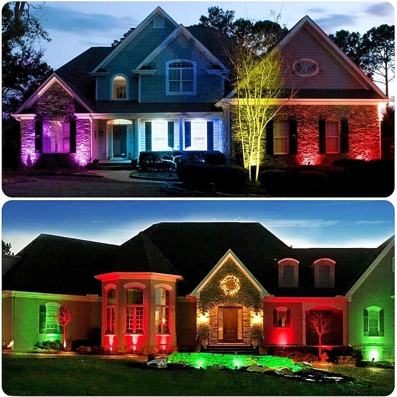 LED Spotlight Outdoor Landscape Light 2/4/6 Heads IP65 Waterproof Remote Control Spike Garden Lamp for Yard Path Tree Ground Lighting  Two installation methods  1set3