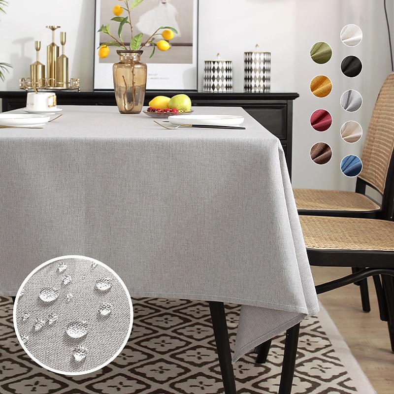 Rectangle Table Cloth Linen Farmhouse Tablecloth Waterproof Anti-Shrink Soft and Wrinkle Resistant Decorative Fabric Table Cover for Kitchen2