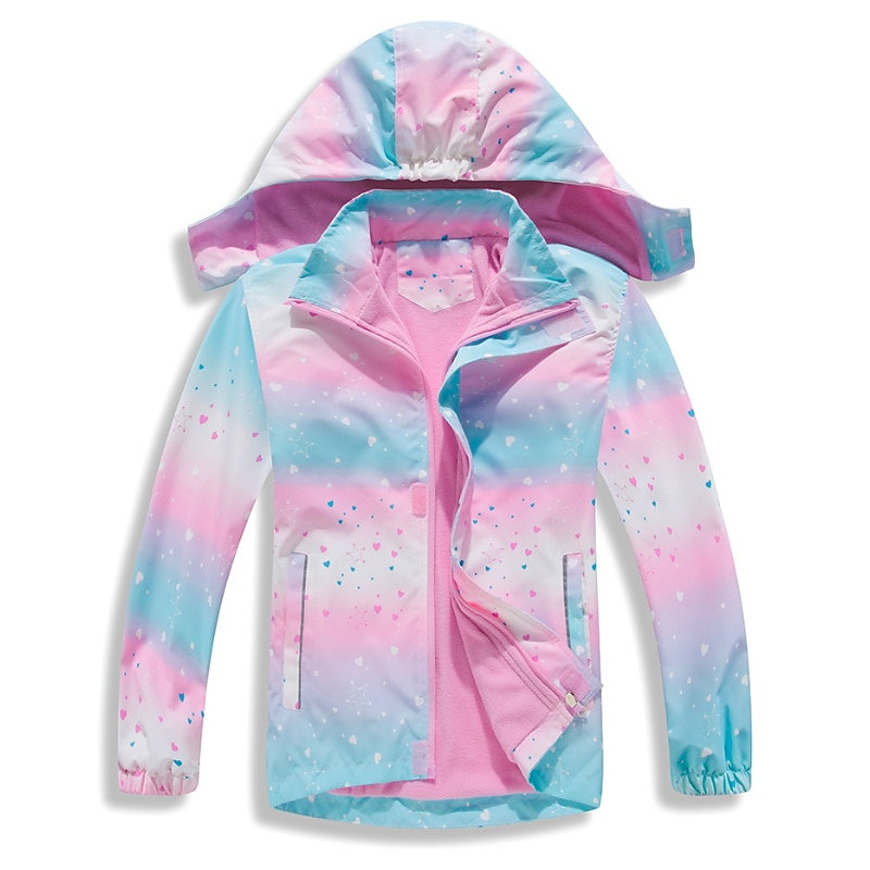 Kids Girls' Coat Graphic Fashion Outdoor Cotton Coat Outerwear 7-13 Years Fall Pink Blue Purple4