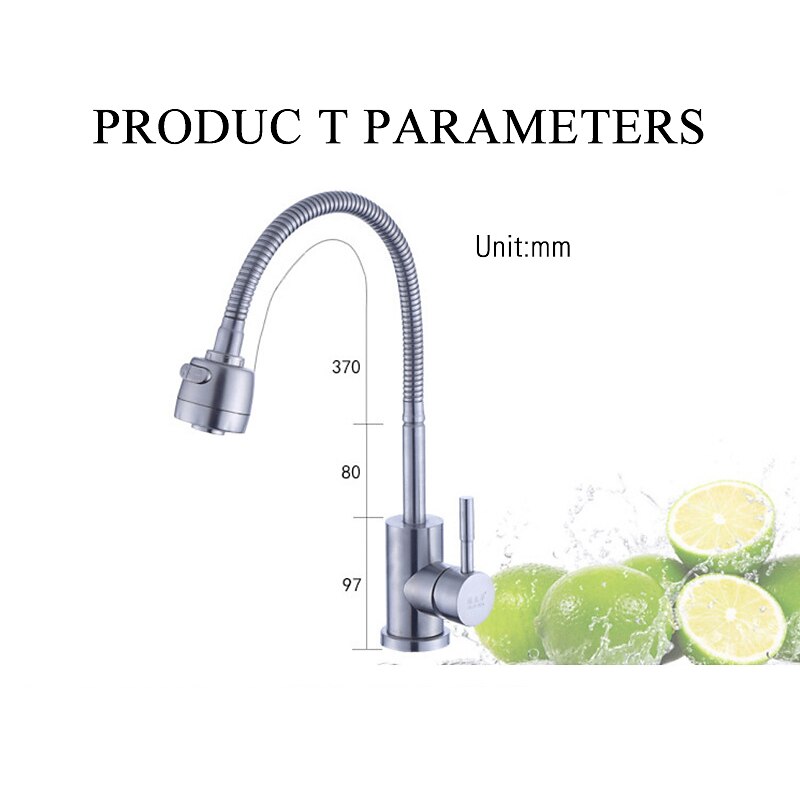 304 Stainless Steel Cold and Hot Water Kitchen Faucet Kitchen Mixers Kitchen Sink Tap 360 Degree Swivel Flexible Hose Basin Faucet2