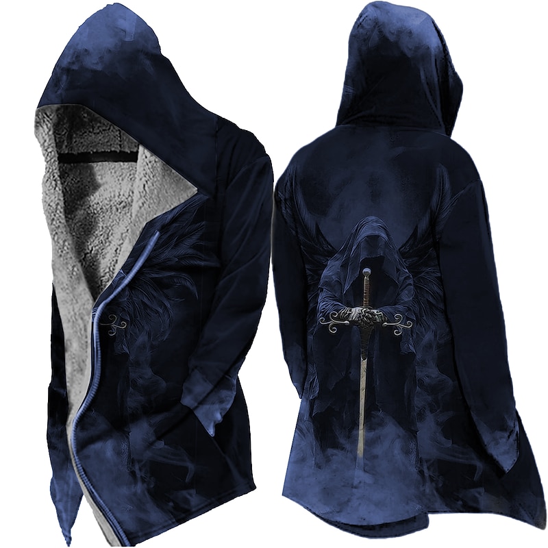 Men's Winter Coat Fleece Jacket Jacket Daily Wear Vacation Fleece Lining With Pockets Print Front Pocket Fall & Winter Cross Streetwear Sport Hoodie Regular Blue Red Purple Brown Green Jacket2