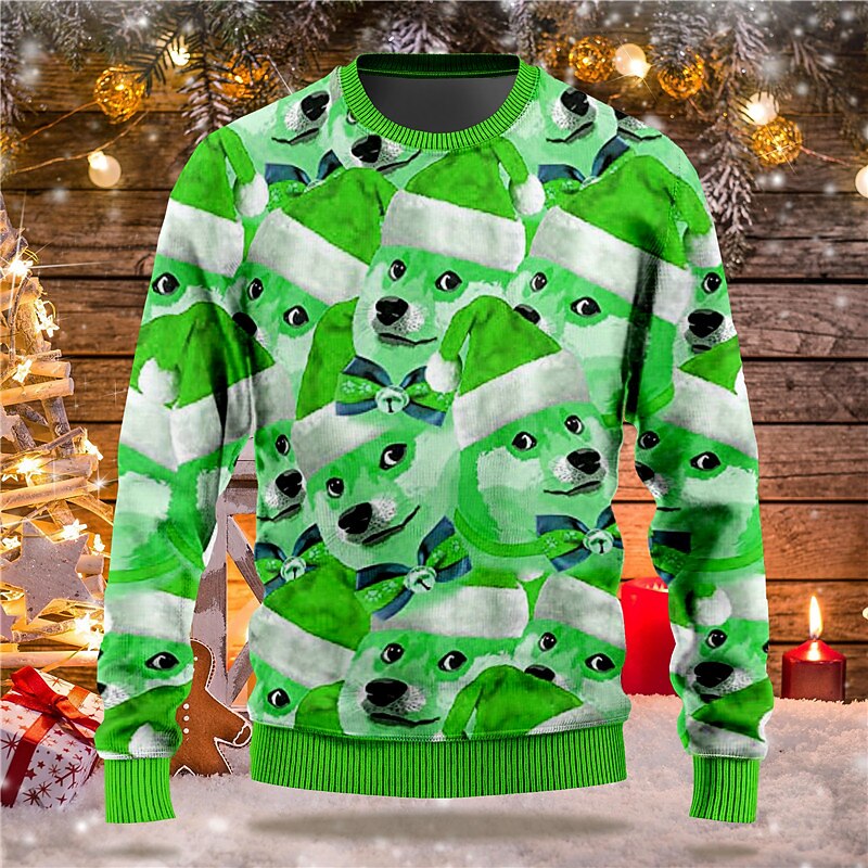 Men's Dog Graphic Prints Sweatshirt Sweatshirt Pullover Long Sleeve Sweatshirt Crew Neck Streetwear Designer Basic 3D Print Christmas Daily Sports Print Spring &  Fall3