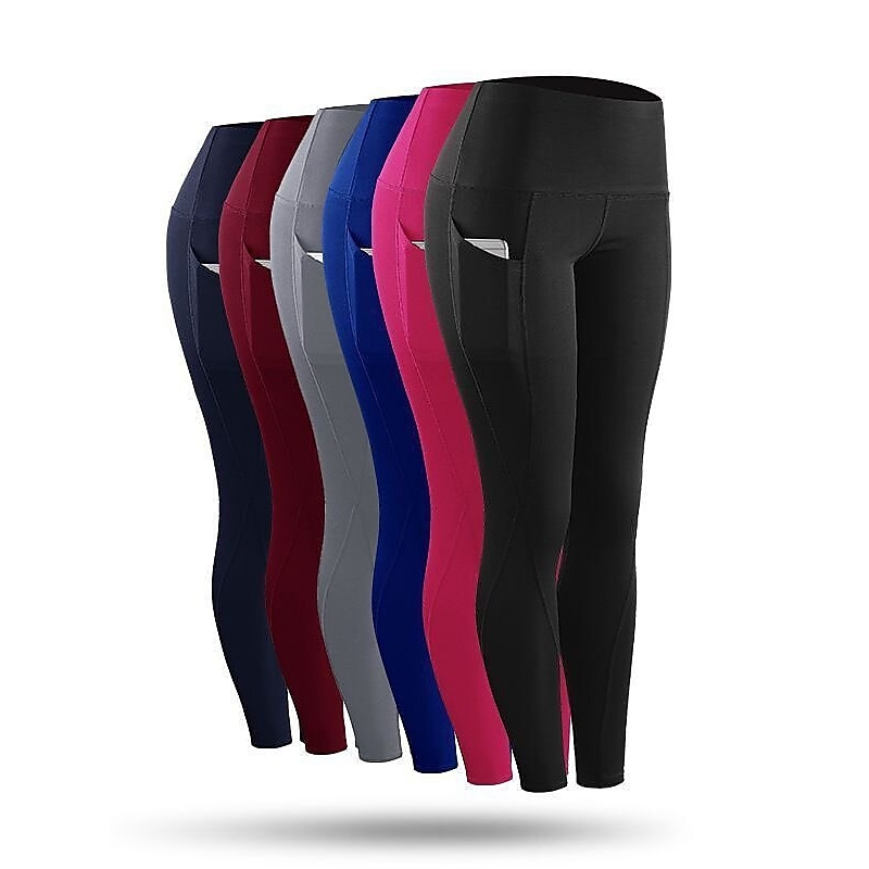 Women's Compression Pants Running Tights Leggings with Phone Pocket Base Layer Street Athletic Athleisure Winter Breathable Soft Compression Fitness Gym Workout Running Sportswear Activewear Solid