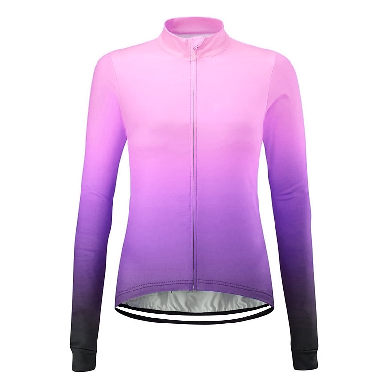 Women's Cycling Jersey Solid Color Gradient Patterned Long Sleeve Bike Jersey Top with 3 Rear Pockets Mountain Bike MTB Road Bike Cycling UV Resistant Quick Dry Back Pocket Sweat-Wicking Sports3